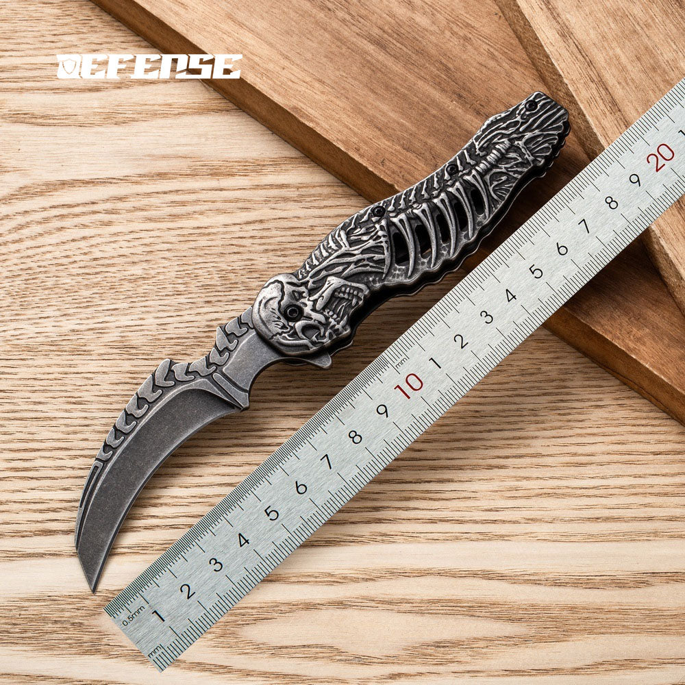 Defence®Stainless steel skeleton relief folding knife