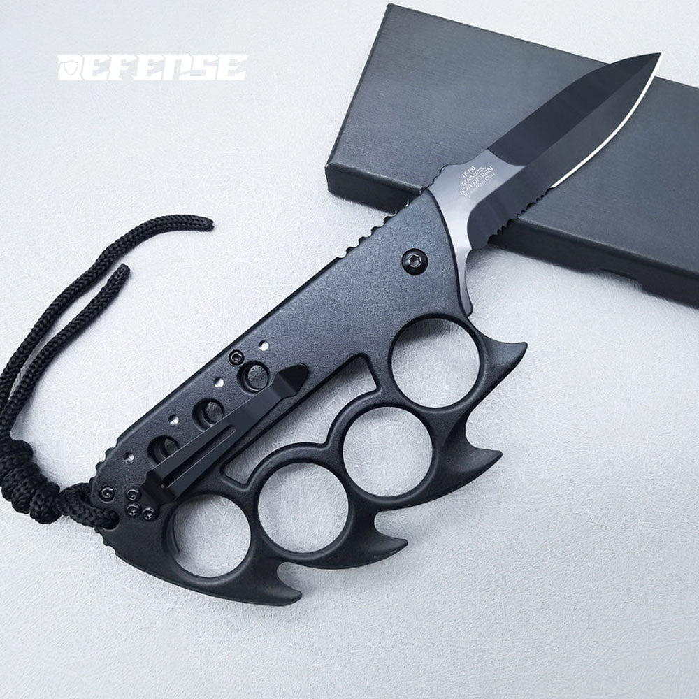 Defence®Wind and Fire Wheel Knuckle Dusters Folding Knife
