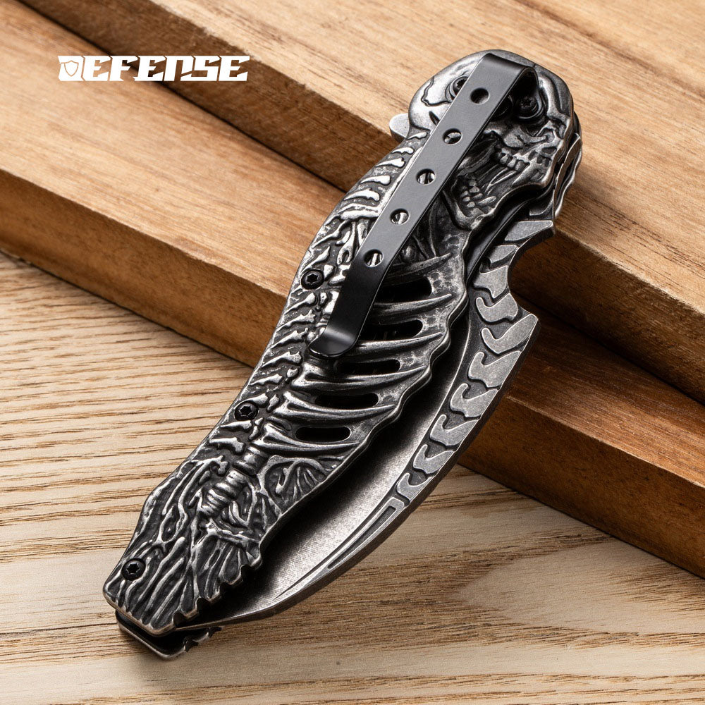 Defence®Stainless steel skeleton relief folding knife