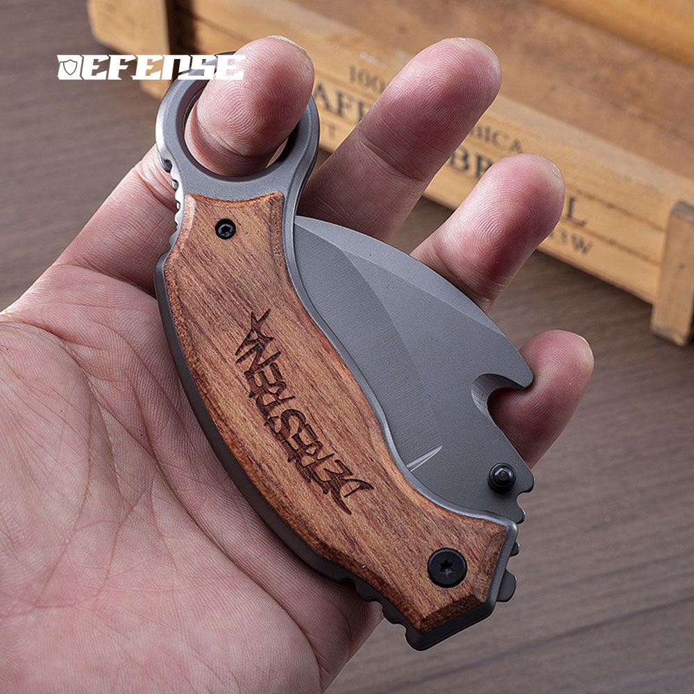 Defence®Stainless steel colored wooden outdoor self-defense claw knife