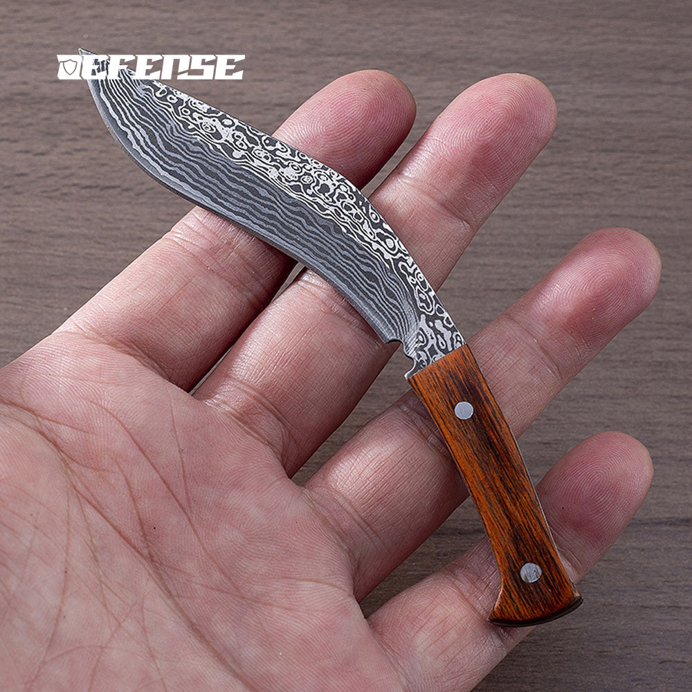Defence®Mini Damascus Dog Leg Bending Knife