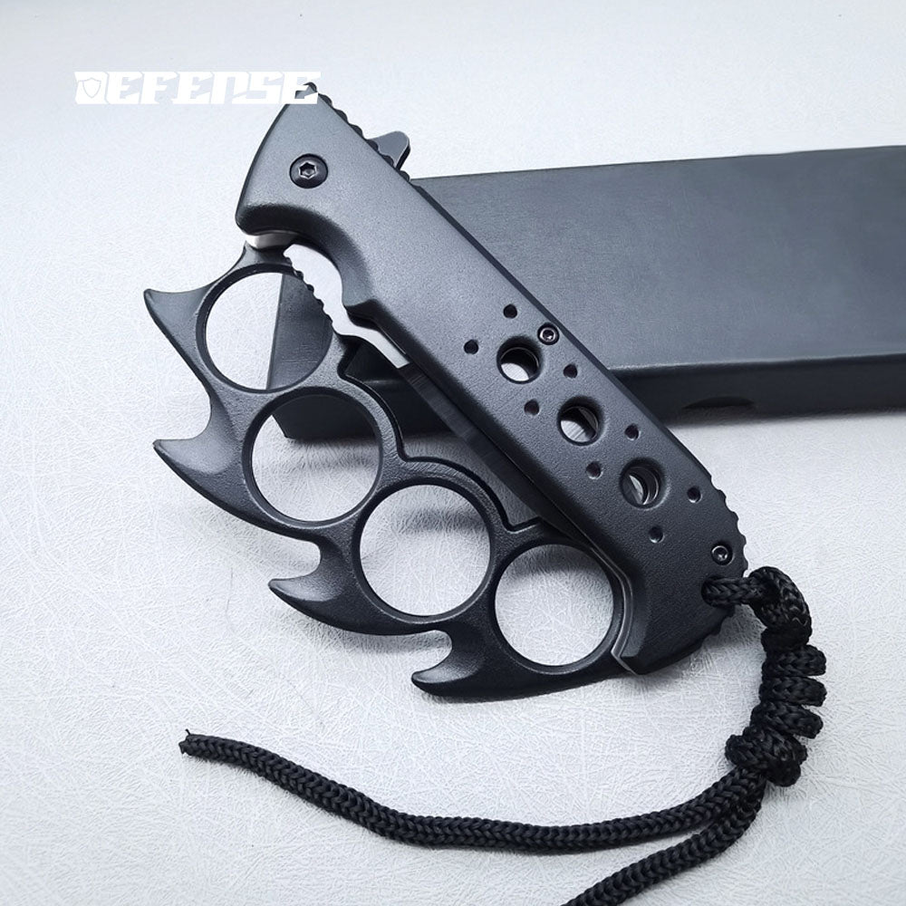 Defence®Wind and Fire Wheel Knuckle Dusters Folding Knife