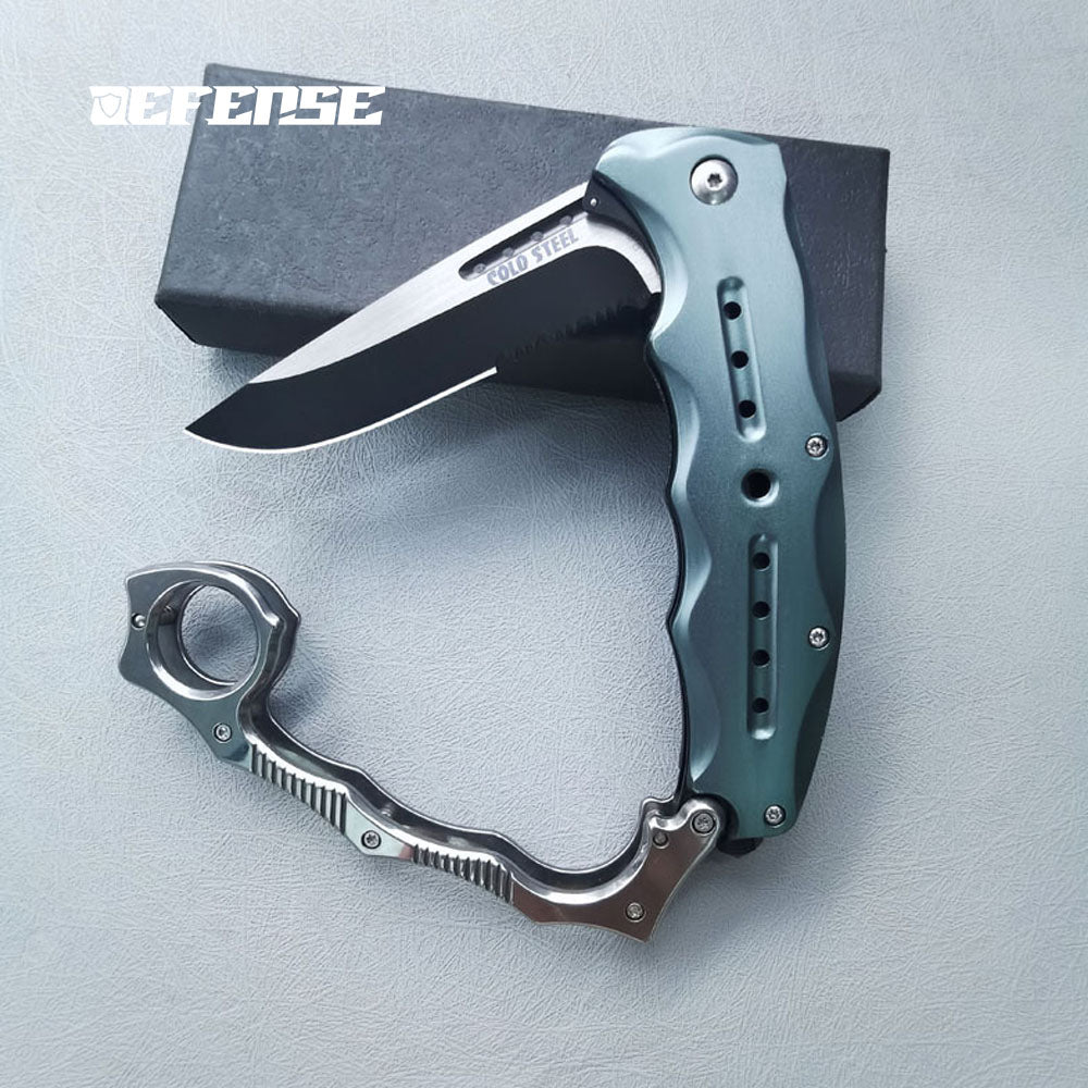 Defence®Multi functional mecha Knuckle Dusters Window breaker folding knife