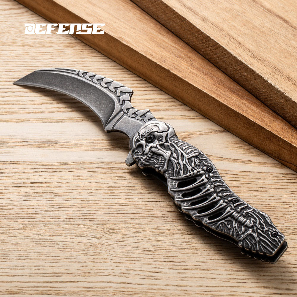 Defence®Stainless steel skeleton relief folding knife