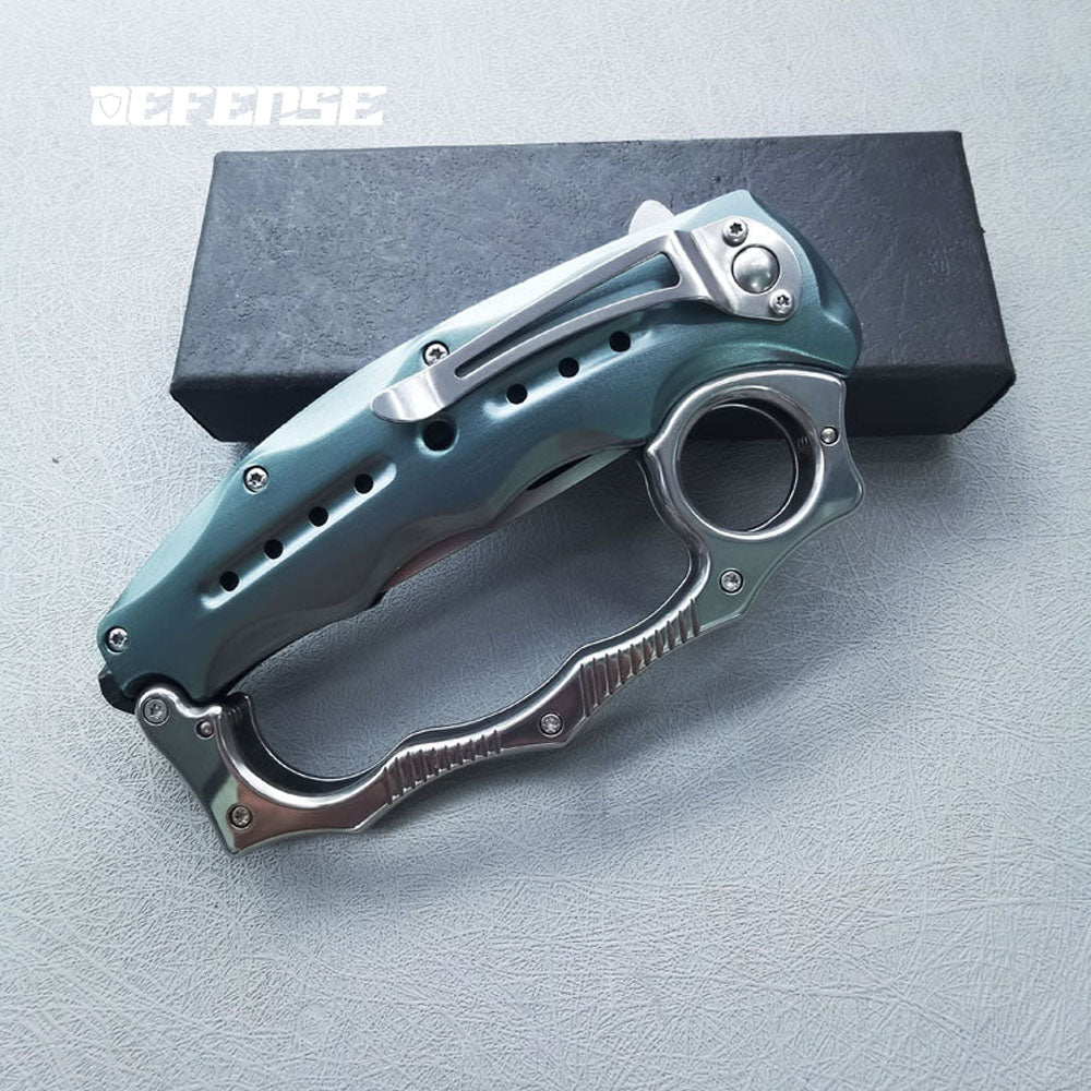 Defence®Multi functional mecha Knuckle Dusters Window breaker folding knife