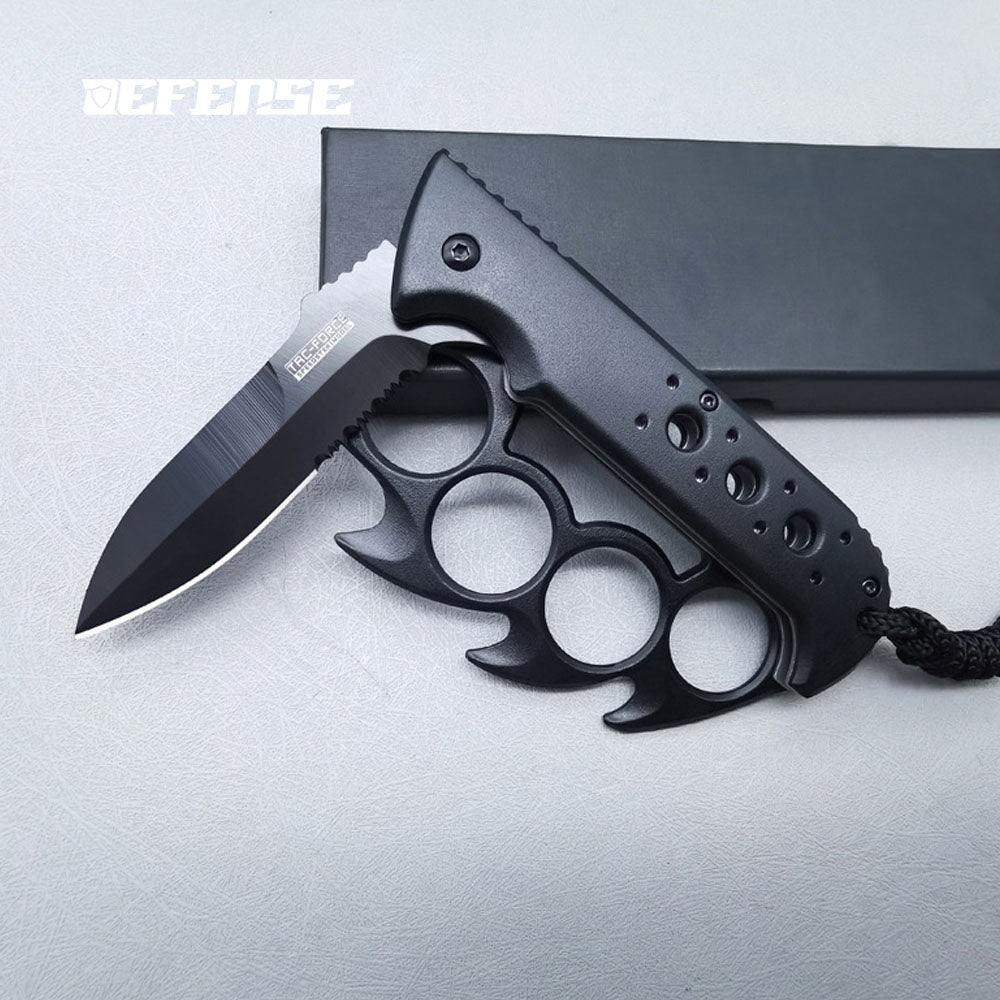 Defence®Wind and Fire Wheel Knuckle Dusters Folding Knife