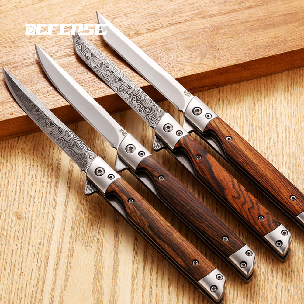 Defence®Damascus Laser Pattern VG100 Folding Knife