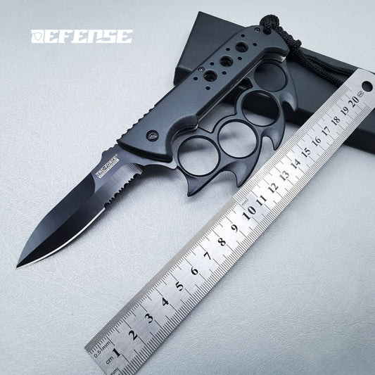 Defence®Wind and Fire Wheel Knuckle Dusters Folding Knife