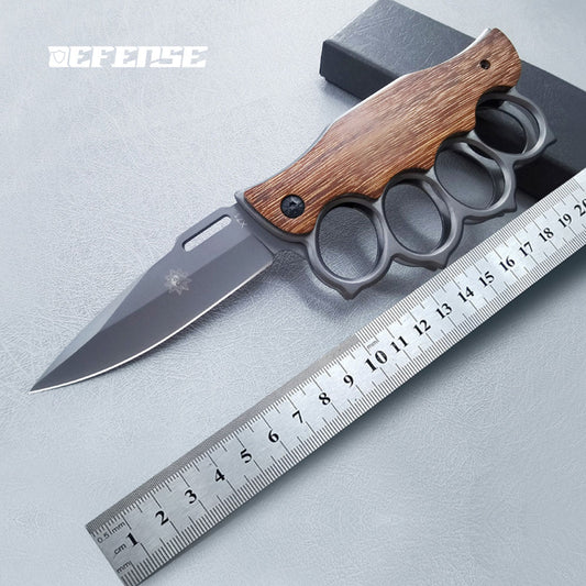 Defence®Multi functional Knuckle Dusters Damascus folding knife