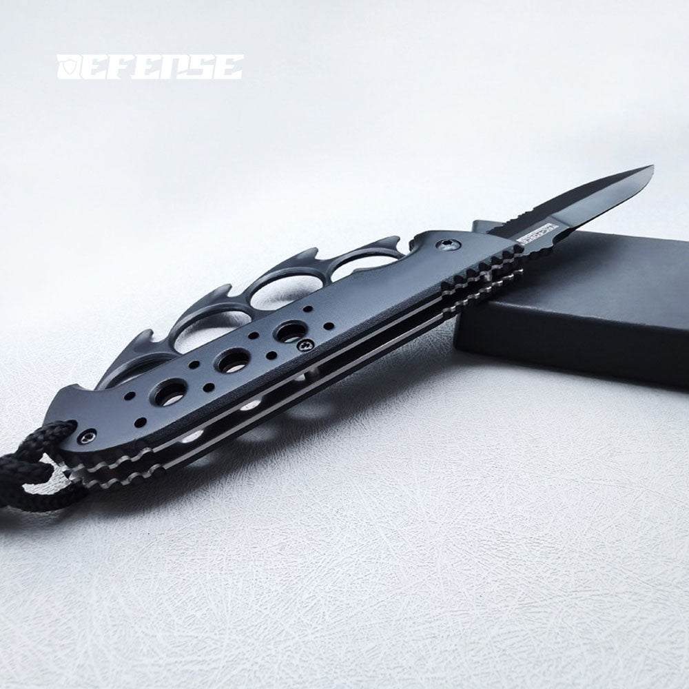 Defence®Wind and Fire Wheel Knuckle Dusters Folding Knife